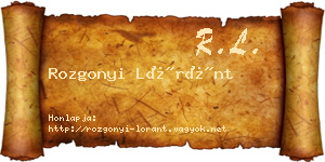 Rozgonyi Lóránt névjegykártya